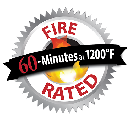 Fire rated 60 minutes at 1200 degrees farenheit
