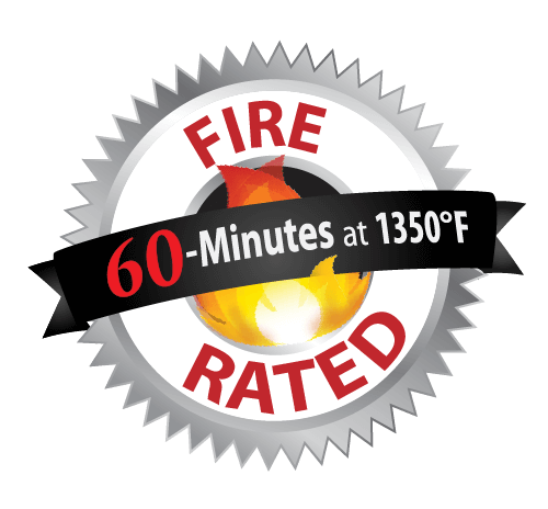 Fire rated 60 minutes at 1350 degrees farenheit
