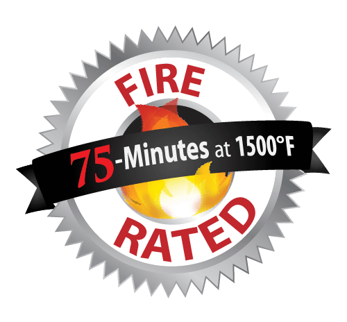 Fire rated 75 minutes at 1500 degrees farenheit